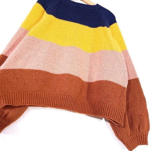 ELOQUII Slouchy Balloon Sleeve Multi Stripe Sweater Vintage Retro Plus 18 20 - Picture 9 of 10
